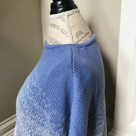 Vince Cocoon Ombre Sweater Pullover Womens XS Blue Shite Crew Neck Short Sleeve - Picture 10 of 12